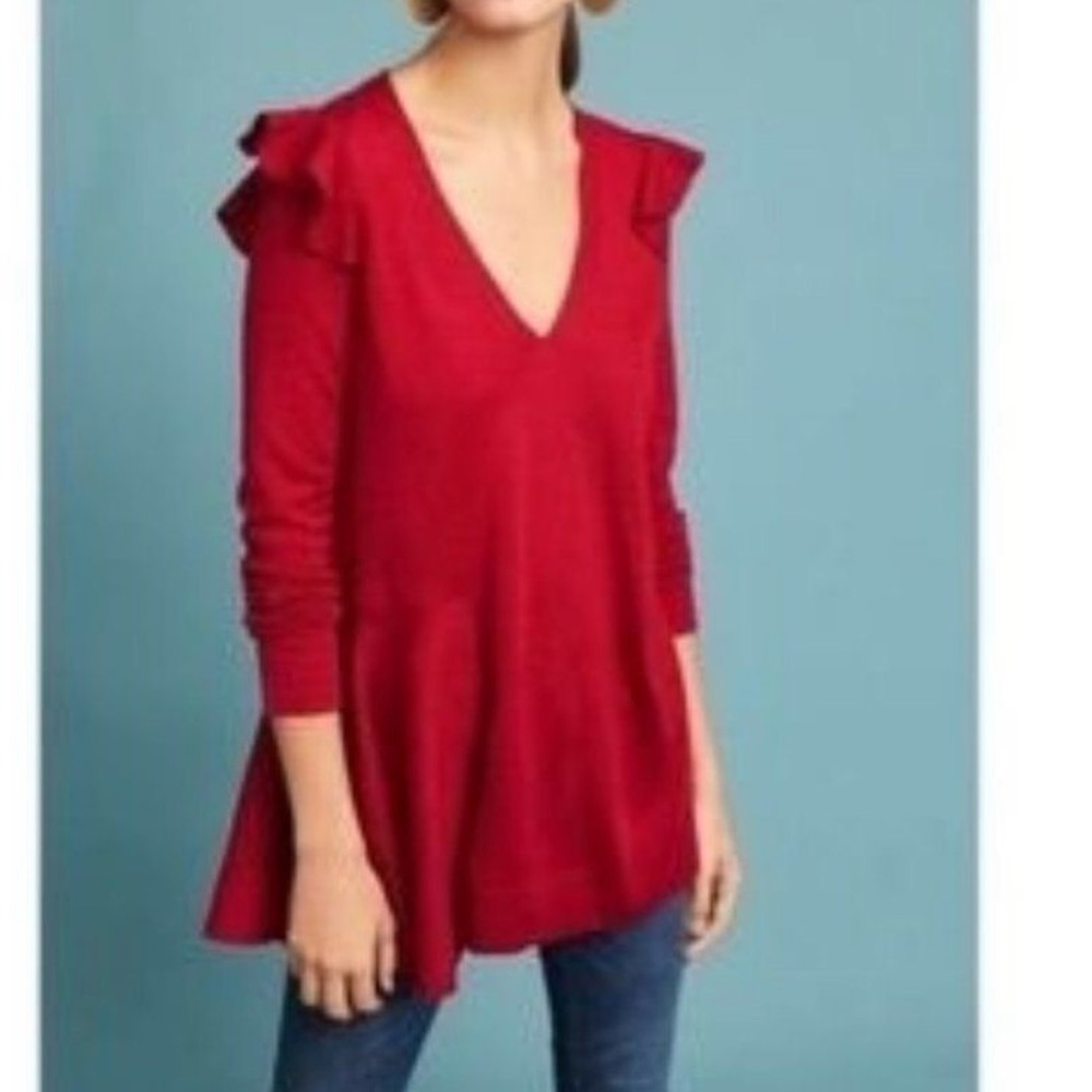 Moth red tunic wool blend sweater Size Medium